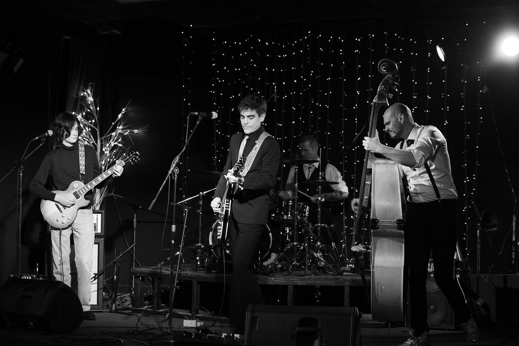 Kamloops, BC - June 5: Jeremy Kneeshaw, Charlie Frie, Darrin “Dirt” Cherewayko, Jake Soberlak, perform with the Velvet Groove Blues Band live at the Blue Grotto